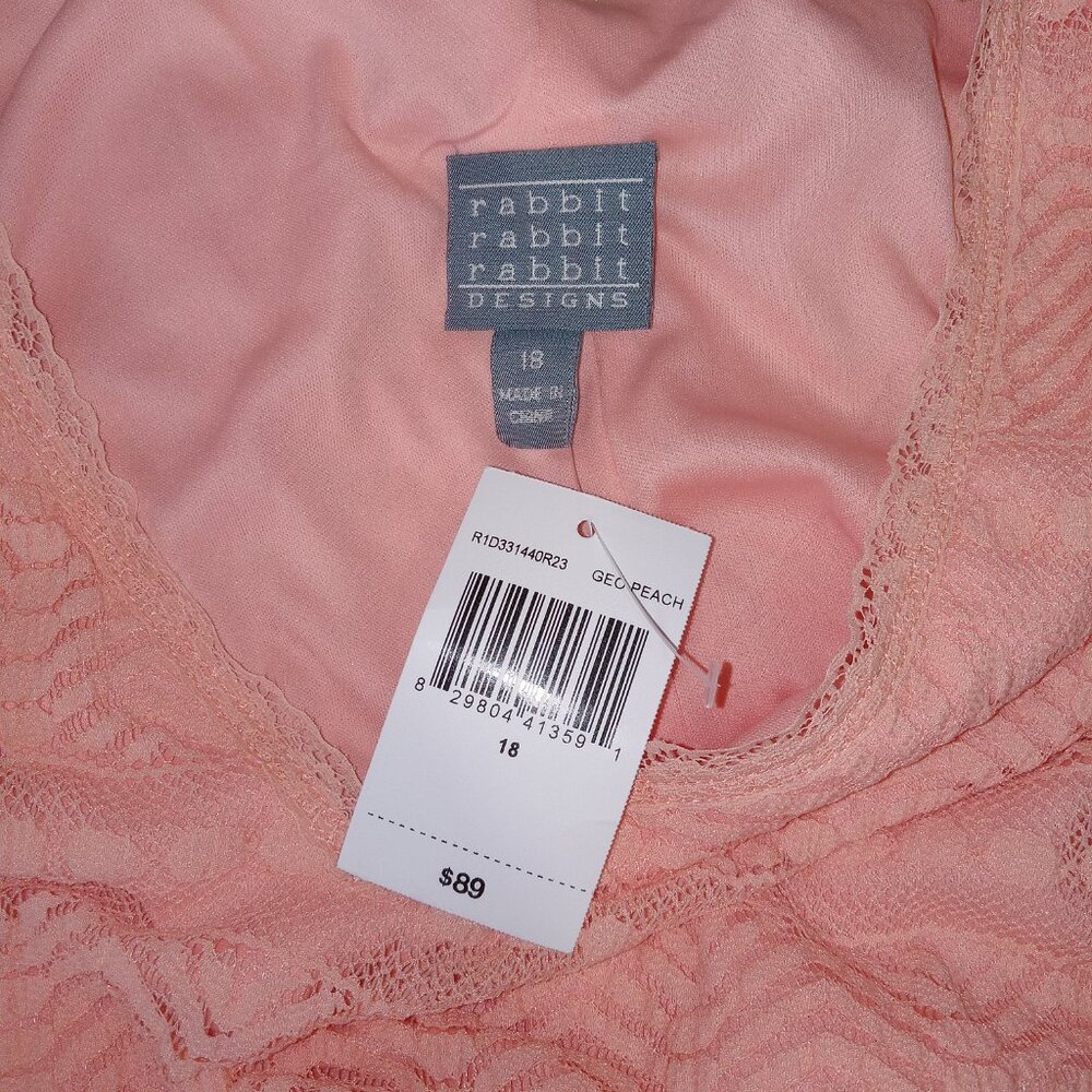 Rabbit Rabbit Rabbit Designs Peach Lace Dress Womens Sz 18 NWT Boho Cottagecore - Picture 6 of 12